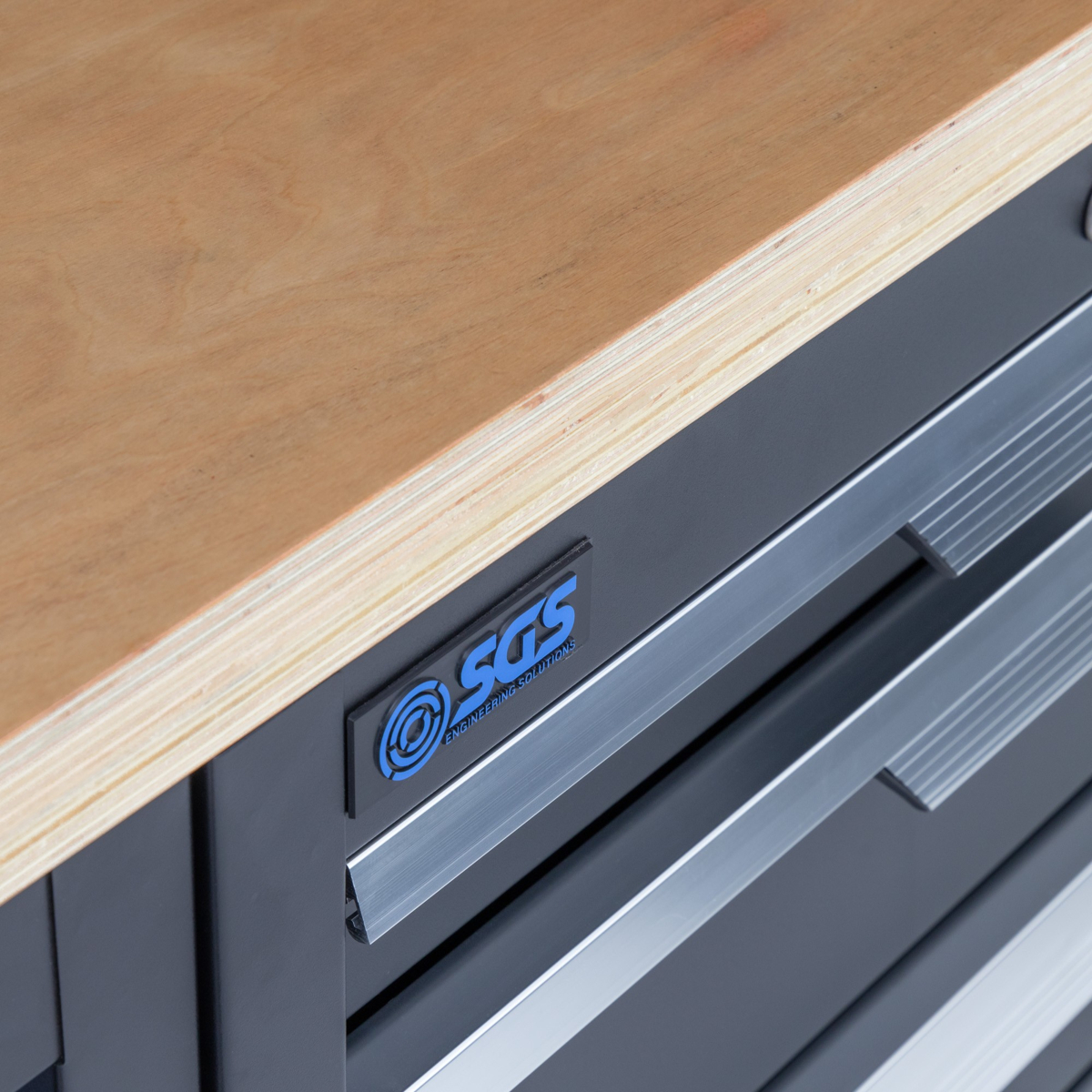 SGS 7pc Modular Garage Storage | 5 Drawers | Plywood Worktop | Floor Cabinet | 2x Upper Cabinets | Tall Double Cabinet